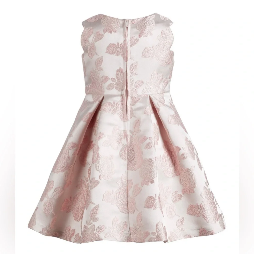 Bonnie Jean Light Pink Floral Jacquard Dress